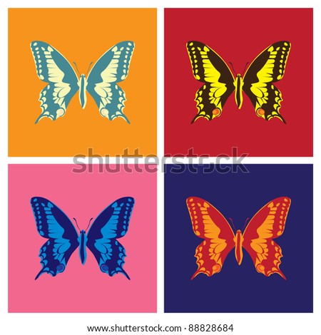 Butterflies in pop art style - illustration