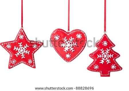 Christmas star, tree, heart  on a white background