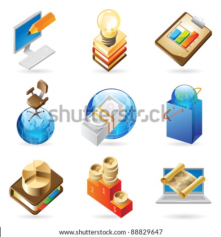 Concept icons for business. Illustrations for document, article or website. Raster version. Vector version is also available.