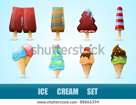 vector set with colorful ice cream