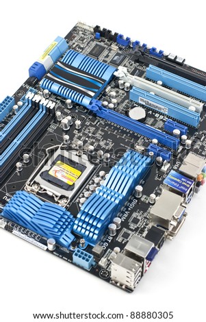 Motherboard on white background