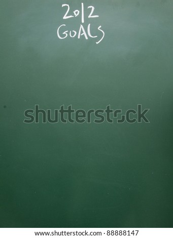 2012 goals  title handwritten with white chalk on blackboard
