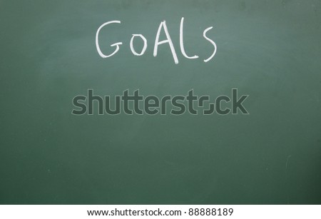 goals title handwritten with white chalk on blackboard