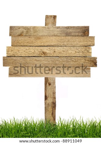 Wood sign with grass
