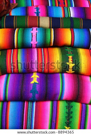 Hand woven blankets at the market in Chichicastenango