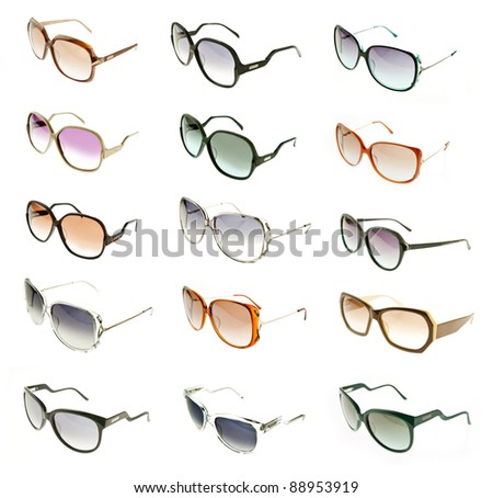set of sunglasses isolated on white background