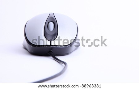 mouse computer over white background. front