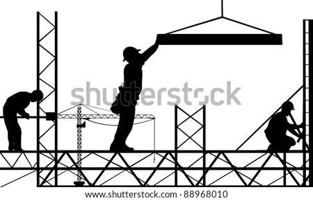 silhouettes of men working