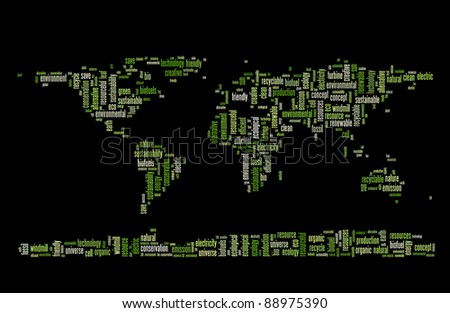 Planet earth green energy and recycle info-text graphics and arrangement word clouds concept