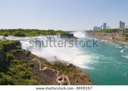 Wide angle view of the American Falls