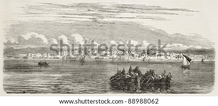 Jeddah old view, Red Sea coast, Saudi Arabia. Created by Worms, published on L'Illustration, Journal Universel, Paris, 1858
