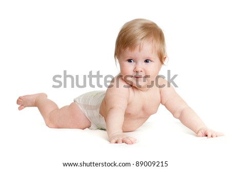 baby girl lying face-down position