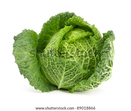 Savoy cabbage isolated on white Royalty-Free Stock Photo #89018866