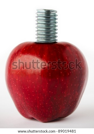 red apple with screw