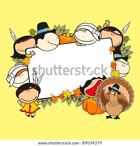 Thanksgiving day frame with kids