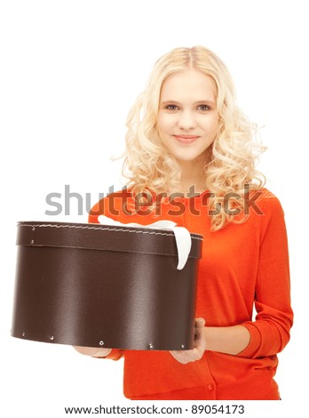 picture of happy teenage girl with gift box