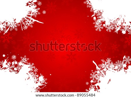Grunge Christmas frame with snowflakes, vector illustration