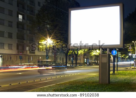 Billboard in the city street, blank screen clipping path included Royalty-Free Stock Photo #89102038