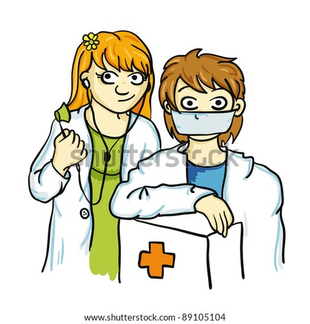 illustration of boy and girl doctors