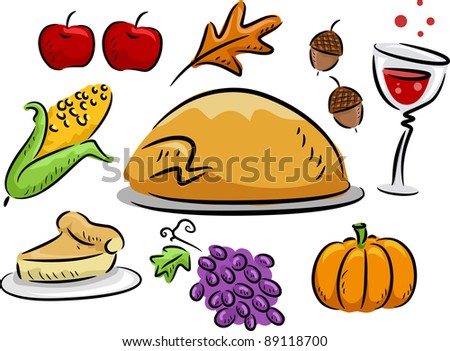 Icon Illustration Featuring Thanksgiving Related Items