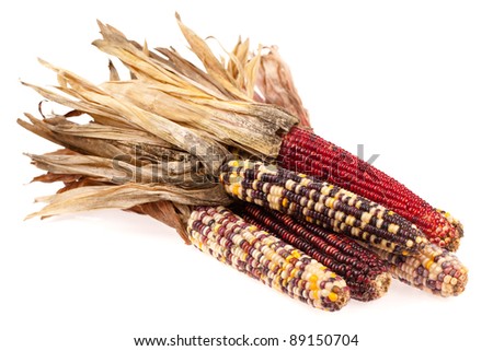 Indian corn bunch isolated on white Royalty-Free Stock Photo #89150704