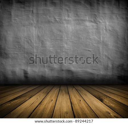 dark vintage grey room with wooden floor and artistic shadows added