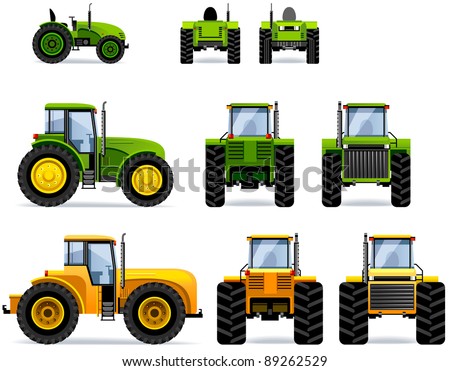 Tractors (Set #41). Set of the car icons in vector. Royalty-Free Stock Photo #89262529