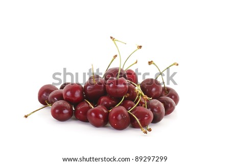 Fresh Bing Cherries on a White Background Royalty-Free Stock Photo #89297299