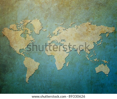 Map world on paper background Style Grunge Royalty-Free Stock Photo #89330626