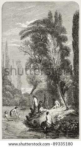 Norman scenery. Created by Huet, published on L'Illustration, Journal Universel, Paris, 1858