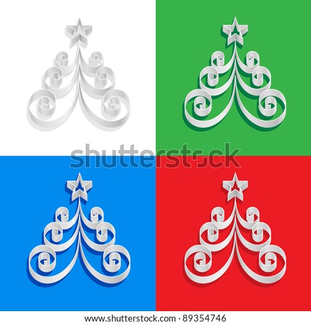 Abstract of paper Christmas trees on a colorful background illustration designer