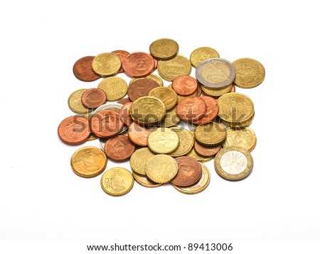 A few euros coins, isolated