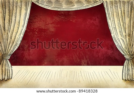 Theater stage with curtain Royalty-Free Stock Photo #89418328