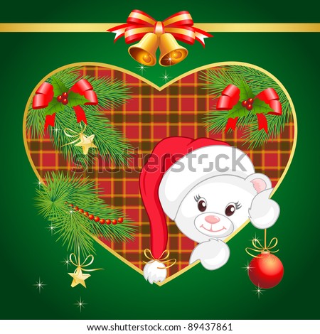 Christmas card with a polar bear