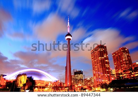 Toronto CN Tower at Night Royalty-Free Stock Photo #89447344