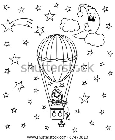 hot air balloon, vector illustration