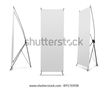 Blank banner X-Stands tree displays isolated over white background Royalty-Free Stock Photo #89576908