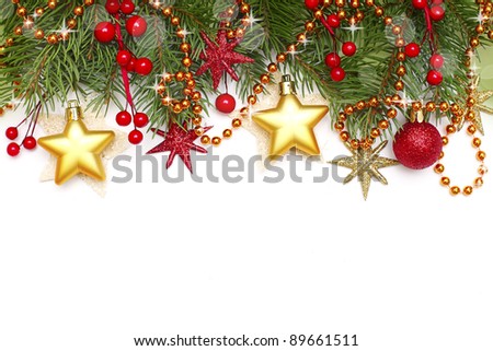 Christmas border - decoration isolated on white