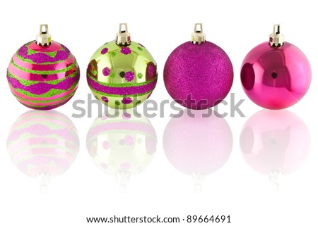 colorful christmas balls isolated with reflecrion