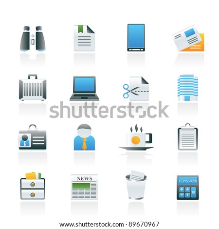 Business and office elements icons - vector icon set