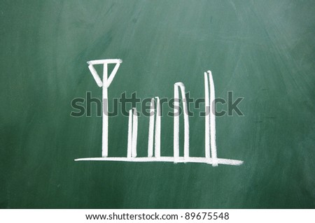 Mobile phone signal sign drawn with chalk on blackboard