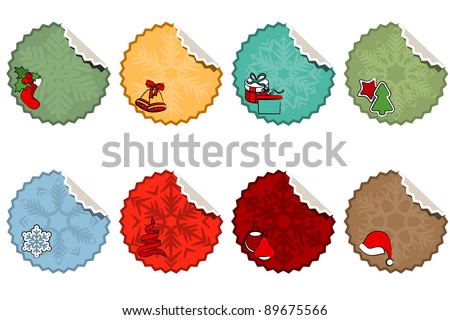 Set of different  Christmas stickers.  Raster version