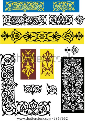 Illustration with different floral decorations