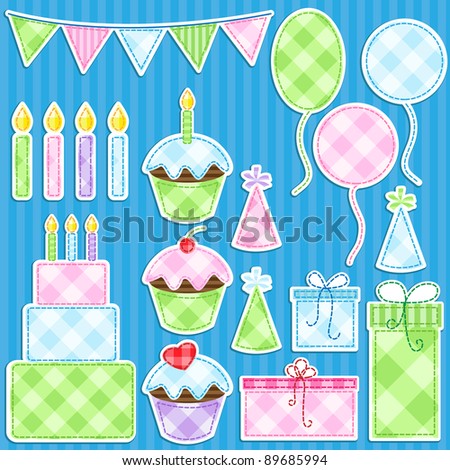 Birthday party vector elements set.