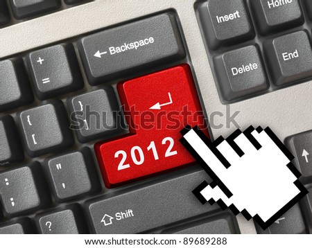 Computer keyboard with 2012 key and cursor - holiday concept