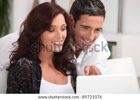 Couple having a video conference on the internet
