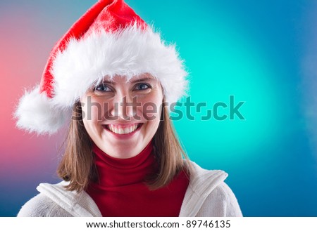 Happy woman dressed for Christmas