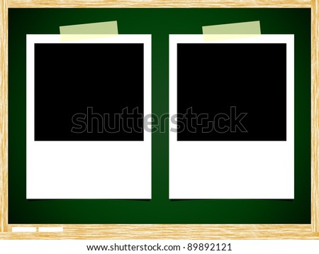 Blank photo paper on green board background