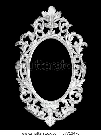 Old white mirror carved
