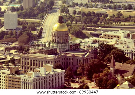 Aerial view of Georgia Capitol Building in Atlanta, Georgia.